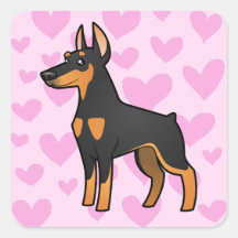 Doberman Pinscher Love (pointy ears) Square Stickers