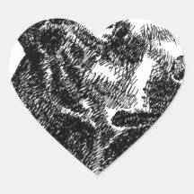 Doberman Pinscher Portraits Heart Stickers