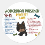Doberman Pinscher Property Laws 4 Round Sticker
