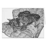 Doberman Pinscher & Puppy Drawing by Kelli Swan cards