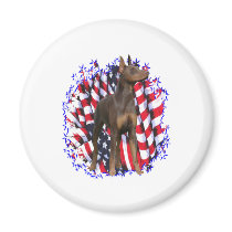 Doberman Pinscher (red) Patriot magnets