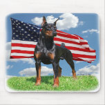 Doberman Pinscher with flag mousepad