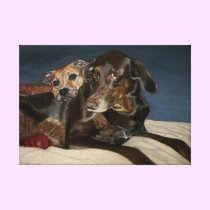 Doberman & Pitbull Stretched Canvas Print canvas prints