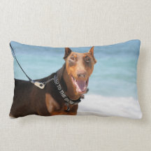 Doberman - Red - Bad to the Bone Throw Pillow