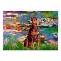Doberman (red) - Lilies 2 cards
