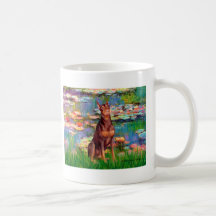 Doberman (red) - Lilies 2 Mug