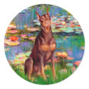 Doberman (red) - Lilies 2 stickers