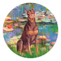 Doberman (red) - Lilies 2 stickers by masterpiecedogs Doberman (red) - Lilies 2 stickers
