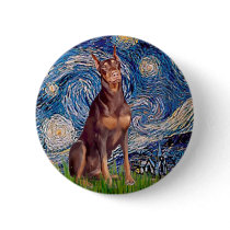 Doberman (red) - Starry Night buttons by masterpiecedogs Doberman (red) - Starry Night buttons