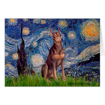 Doberman (red) - Starry Night cards by masterpiecedogs Doberman (red) - Starry Night cards