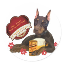 Doberman Share A Beer With Your Best Friend Sticker