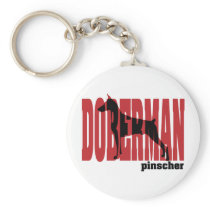 Doberman Silhouette, stacked Key Chain