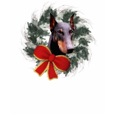 Doberman Wreath Christmas Dog Lover T-Shirt