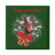 Doberman Wreath Christmas Holiday Magnet