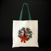 Doberman Wreath Christmas Holiday Tote Bag