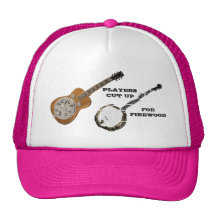 DOBRO PLAYERS CUT UP BANJOS FOR FIREWOOD HAT