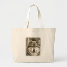 Docile grey wolf. canvas bag