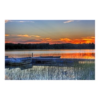 Dock and Rowboat Sunset print