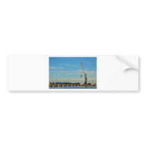 Dock with cable reels. bumper sticker