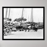 Dock Workers in Hong Kong 1908 Posters