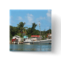 Docked Boats Antigua Pinback Buttons