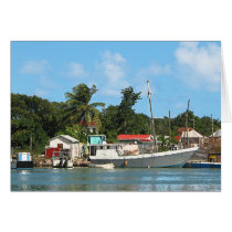 Docked Boats Antigua Greeting Cards