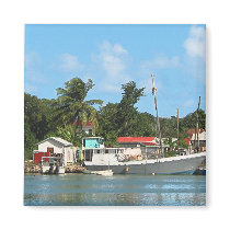 Docked Boats Antigua Fridge Magnets