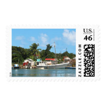 Docked Boats Antigua Stamp