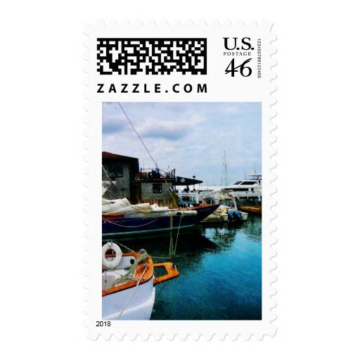 Docked Boats in Newport RI Postage Stamps