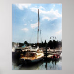 Docked Cabin Cruiser Posters