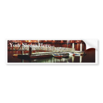 Docks Boats Night Skyline bumper stickers