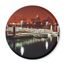 Docks Boats Night Skyline magnets