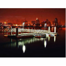 Docks Boats Night Skyline photo sculptures
