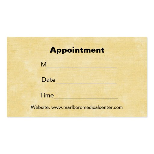 Doctor Business and Appointment Card Business Card Templates (back side)