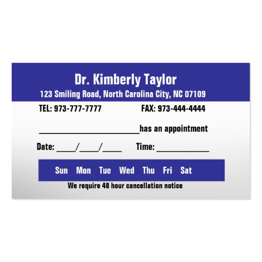 Doctor Business cards (back side)