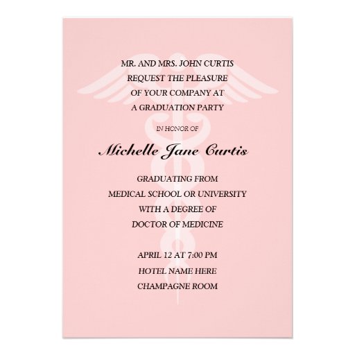 Doctor of Medicine MD Pink Graduation Party Invite