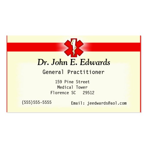 Doctor Office Business Card (front side)