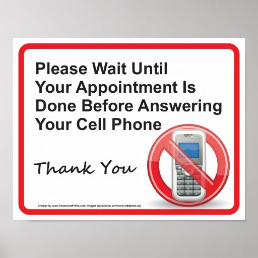 doctor-office-cell-phone-reminder-wall-sign-poster-zazzle