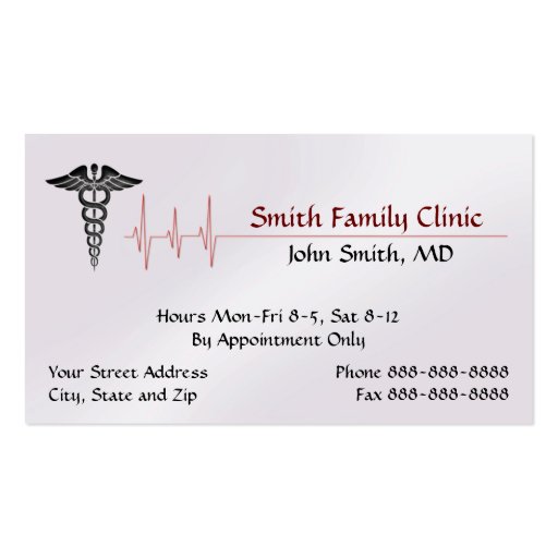 Doctor Physician Medical Symbol Business Card (front side)
