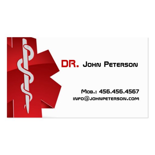 Doctor , Therapist , Ambulance , Physician Card Business Card Template (front side)