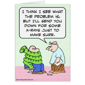 Doctor x-rays guy wrapped in snake card