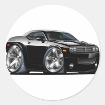 Dodge Challenger Black Car Round Sticker