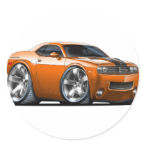 Dodge Challenger Orange Car Round Stickers