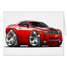 Dodge Challenger Red Car Greeting Cards