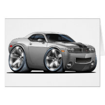 Dodge Challenger Silver/Grey Car Greeting Cards