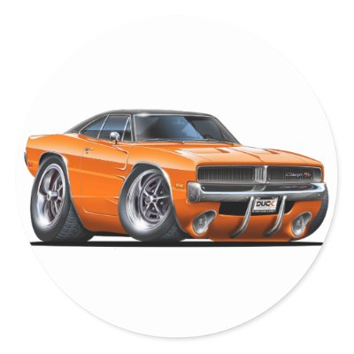 Dodge Charger Orange Car Stickers by maddmaxart sticker
