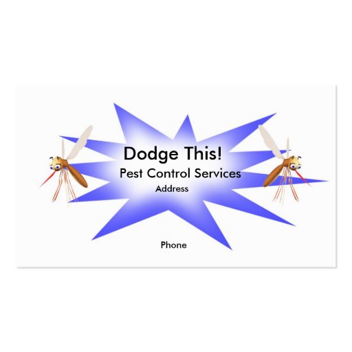 Dodge This! Pest Control Blue - Business Business Card Template (front side)