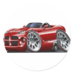 Dodge Viper Roadster Maroon Car Round Stickers