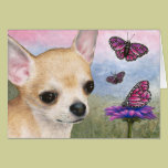 Dog 92 Chihuahua Butterfly Note Card/Greeting Card cards
