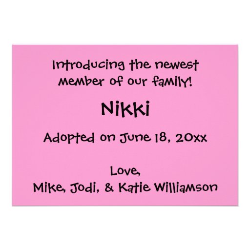 Dog Adoption or Birth Announcements (Pink)